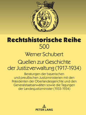 cover image of Quellen zur Geschichte der Justizverwaltung (1917-1934)